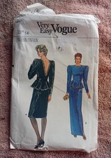 Vintage 1980s Vogue Sewing Pattern Size 14 Dresses