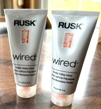 Wired by RUSK Unisex Flexible Styling Creme 2 oz. Travel Size Lot of 2 Tubes NEW