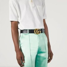 GUCCI GG Marmont Wide Leather Belt With Buckle Gold Sz 110/44 550