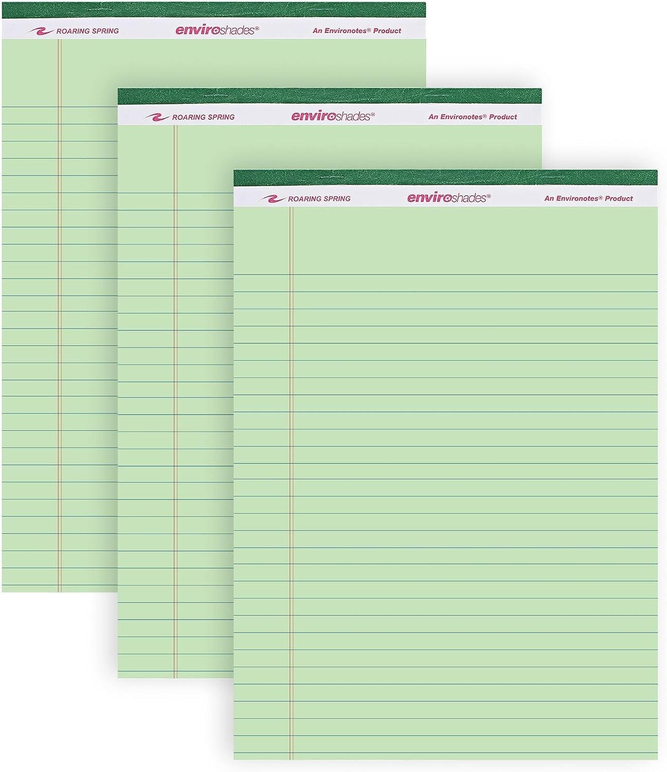 Enviroshades Green Legal Pads 3 Pack Legal Ruled Recycled Colored Writing Note