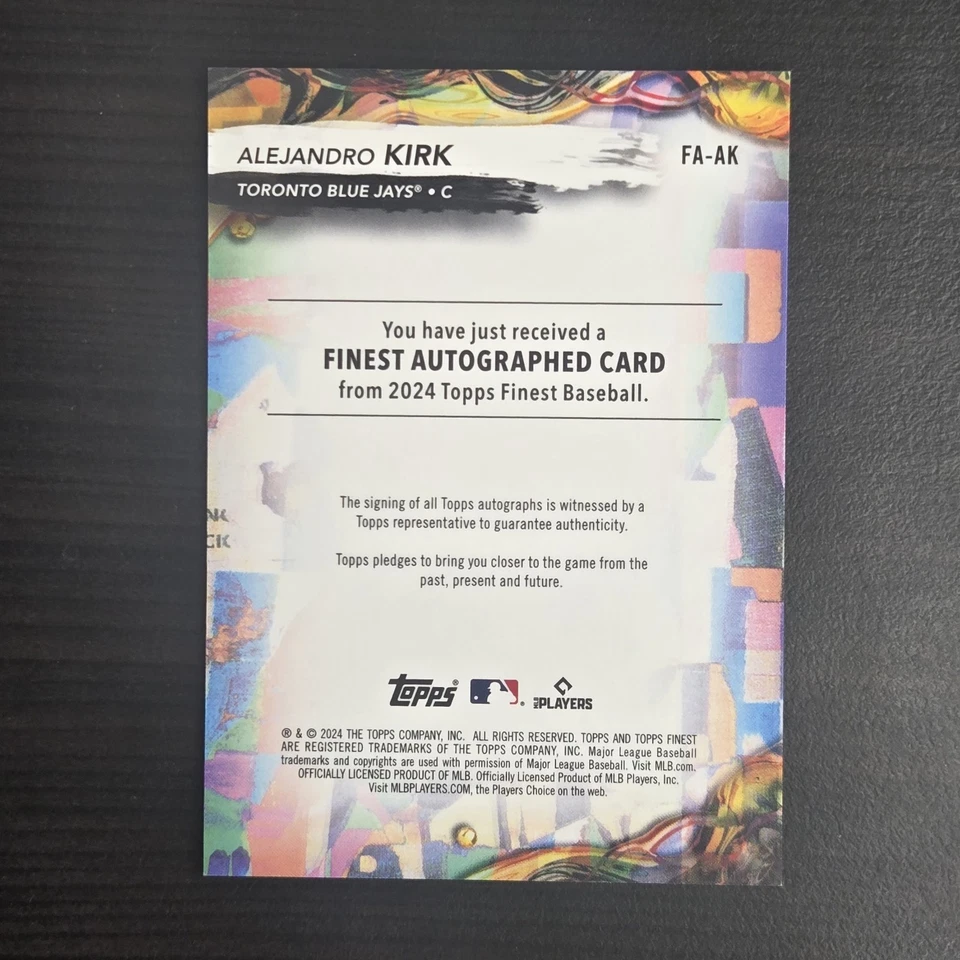 2024 Topps Finest Alejandro Kirk Auto /125 Purple #FA-AK - Image 2 of 2