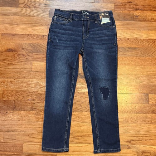 Art Class Girls 12 Dark Wash Skinny Distressed Stretchy Jeans Pockets Zipper New - Picture 1 of 8