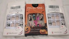 Square  Coffin Halloween Nails Press-On Fake Nails- 3 Kits- Jack Manicure - New