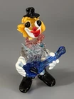 Vintage Murano Italy 6.5” Venetian Glass Clown w Guitar Original  Label
