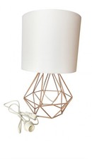 Modern Copper Geometric Base/White Shade Lamps 