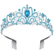 Crystal Tiara Crown for Women Birthday Queen Princess Headband 1 Pack Blue