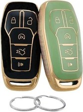 Key Fob Cover Compatible with Edge Explorer F-150 F-250 Sup Model: Black/Green