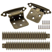 1/2” Overlay Cabinet Hinges Antique Brass 50 Pack For Kitchen Doors