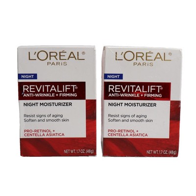 L'Oreal RevitaLift Anti-Falten + Straffende Nachtfeuchtigkeitscreme 1,7 oz 2 Packungen