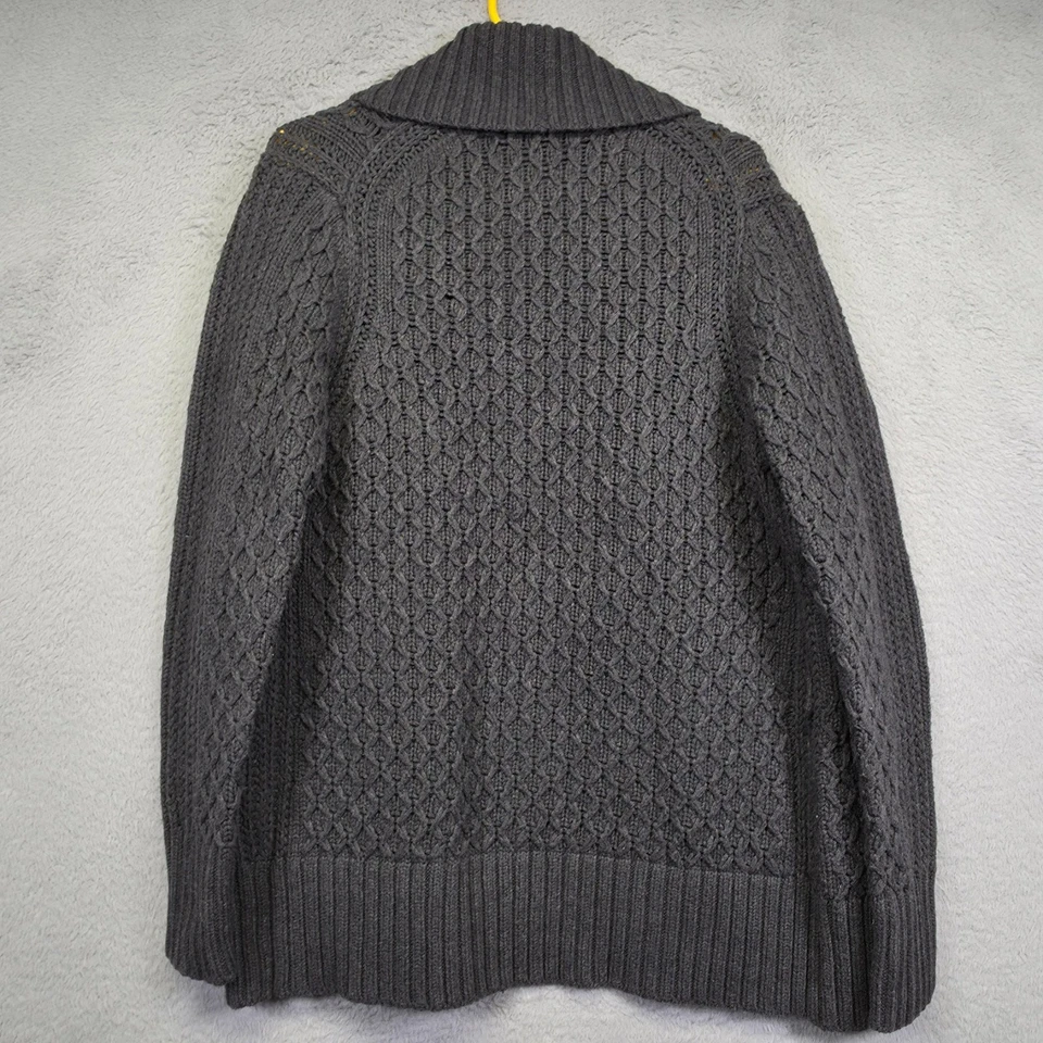 Banana Republic 粗线针织开衫毛衣女式 L 小号灰色披肩 — 第 3/4 张图片