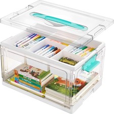 24 QT Clear Craft Organizer w/ Tray  Dividers, 1 Pack
