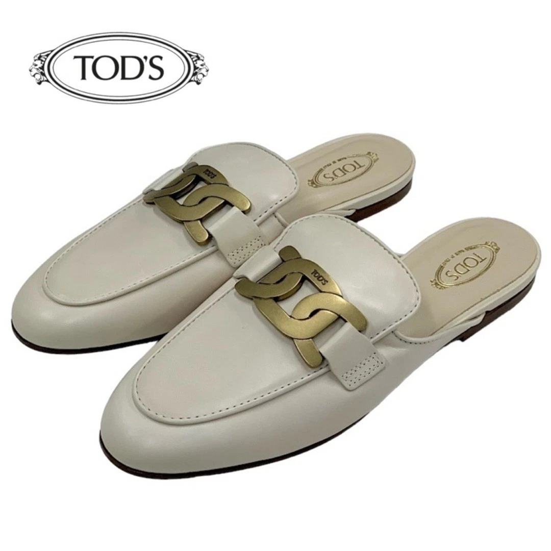 TOD’S Tod's Kate sandali ciabatte piatte mulo scarpa catena pelle beige usati TIEE 0