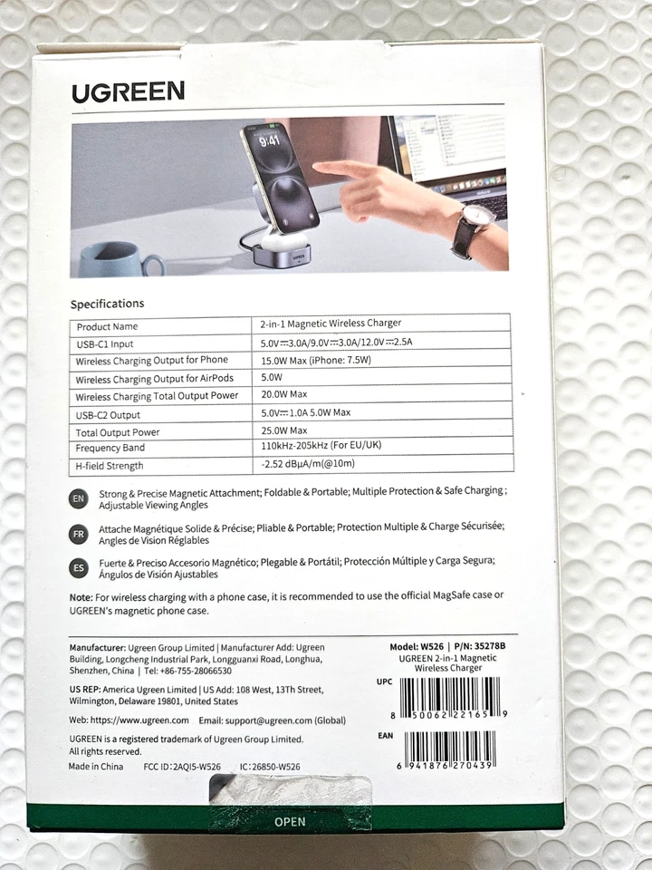 UGREEN MagFlow 2-in-1 Wireless Charger for iPhone 17 16 AirPods stand station - Image 2 of 4