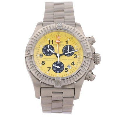 Breitling Aeromarine Chrono Avenger Yellow Dial Quartz Titanium Men's Watch