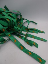 VINTAGE BAG FULL OF AUSTRALIANA GREEN RIBBONS - PRINTED GOLD KANGAROOS