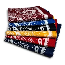 6 Pack Multi-Color All-Gender Bandanas Multi-Purpose Paisley Head Wrap Scarf