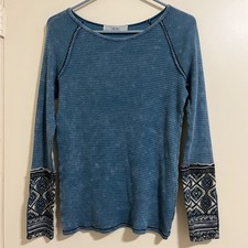 Capaz Mujer Tejido Gofre Térmico Mediano Boho Campana Mangas Bordado Bordado Artístico.