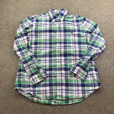 Ralph Lauren Shirt Mens Large Blue Plaid Long Sleeve Button Down Classic Fit