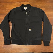 Carhartt Black Full Zip Canvas Jacket Youth Size Small 4-6 Good Condition C Px