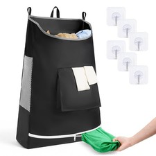 Hanging Laundry Hamper Bag, Extra Large Storage Space 30"x21"x4" , with 6 Ho...