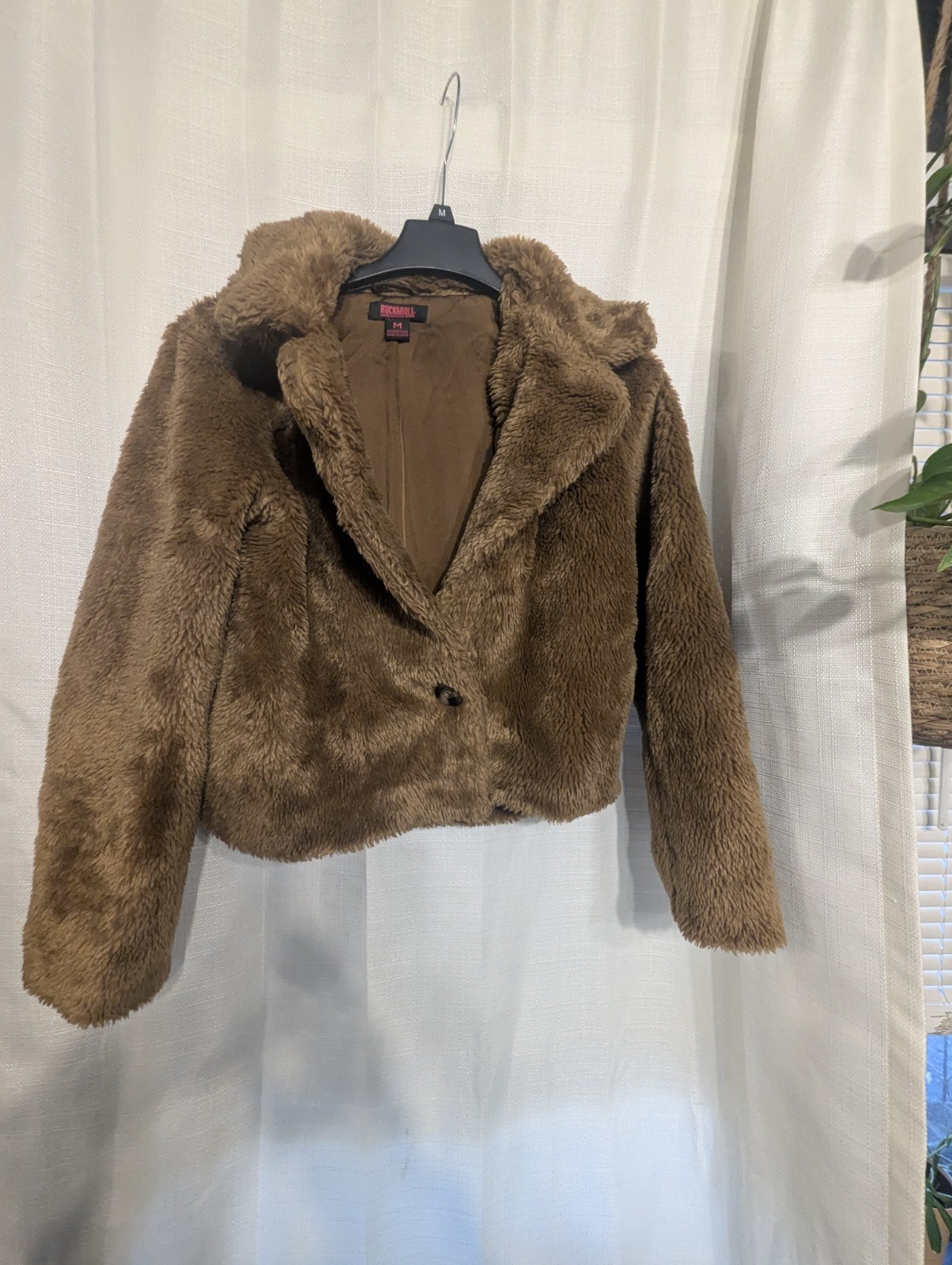 Y2K Fur Coat. Adorable Brown Faux Fur Coat In A Women's Size M Rock And Roll