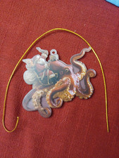 Santa Riding Octopus Christmas ornament flat image