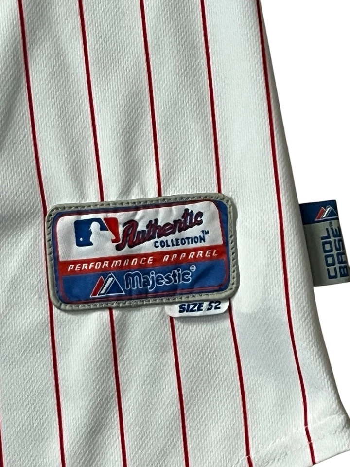 Majestic MLB Philadelphia Phillies Chase Utley Camiseta Cosida a Rayas Talla XXL Foto 3 de 4