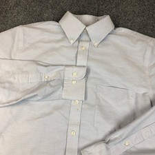 Stafford Travel Wrinkle Free Oxford Button Down Shirt Blue Reg Men Size 15 32-33