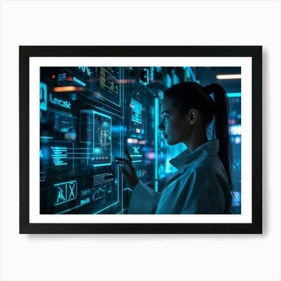 Cybersecurity Interface Of The Futu Gerahmtes Wandbild Poster Leinwanddruck Bild