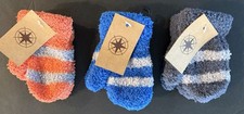 3 Pairs Fanes Paul Youth Boys Winter Fuzzy Striped Mittens Blue Gray Orange NWT