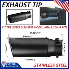 Matte Black Stainless Steel Exhaust Tip Fit For 1.4-2.5inch Outlet Tailpipe Epb
