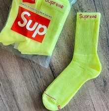 Supreme x Hanes Crew Socks Yellow 4 Pack Size 6-12 Cotton Comfort Streetwear