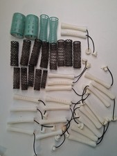 Lot of 38 Hair Rollers Brush Flexible Spiral Curlers Permanent Rods Some VTG