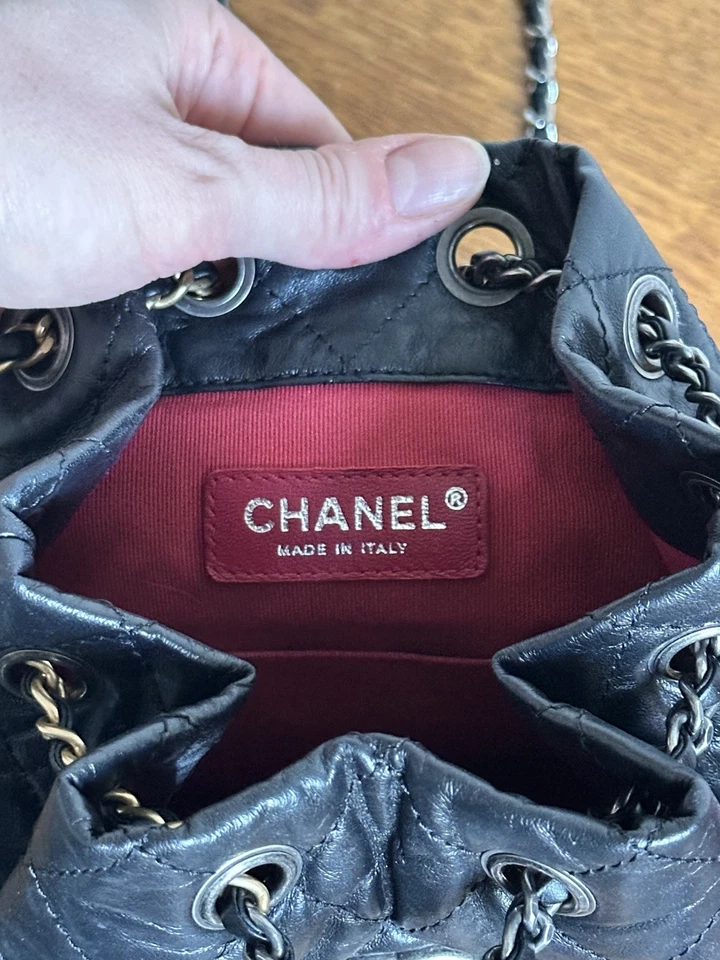 Chanel CC Gabrielle Backpack Bag Black Aged Calfskin Leather Small Gold Silver - Image 2 of 4