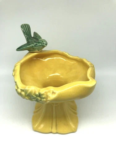 McCoy Yellow Bird Bath Planter Vase