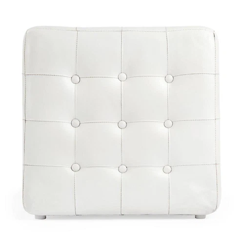 Butler Leon White Leather Ottoman - Picture 4 of 8