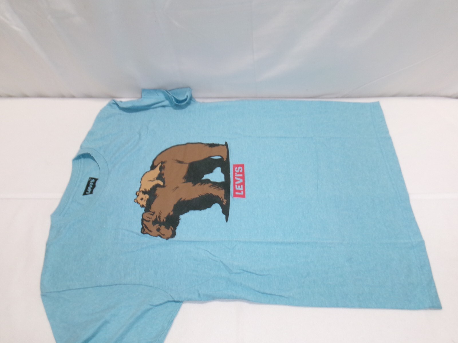 LEVIS Bear & Cub T-Shirt Tee Blue Mens Size Medium K964