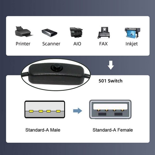 USB Type-A Male to Female USB2.0 Cable with On Off Power Switch DC 5V for Lamp - Picture 7 of 10