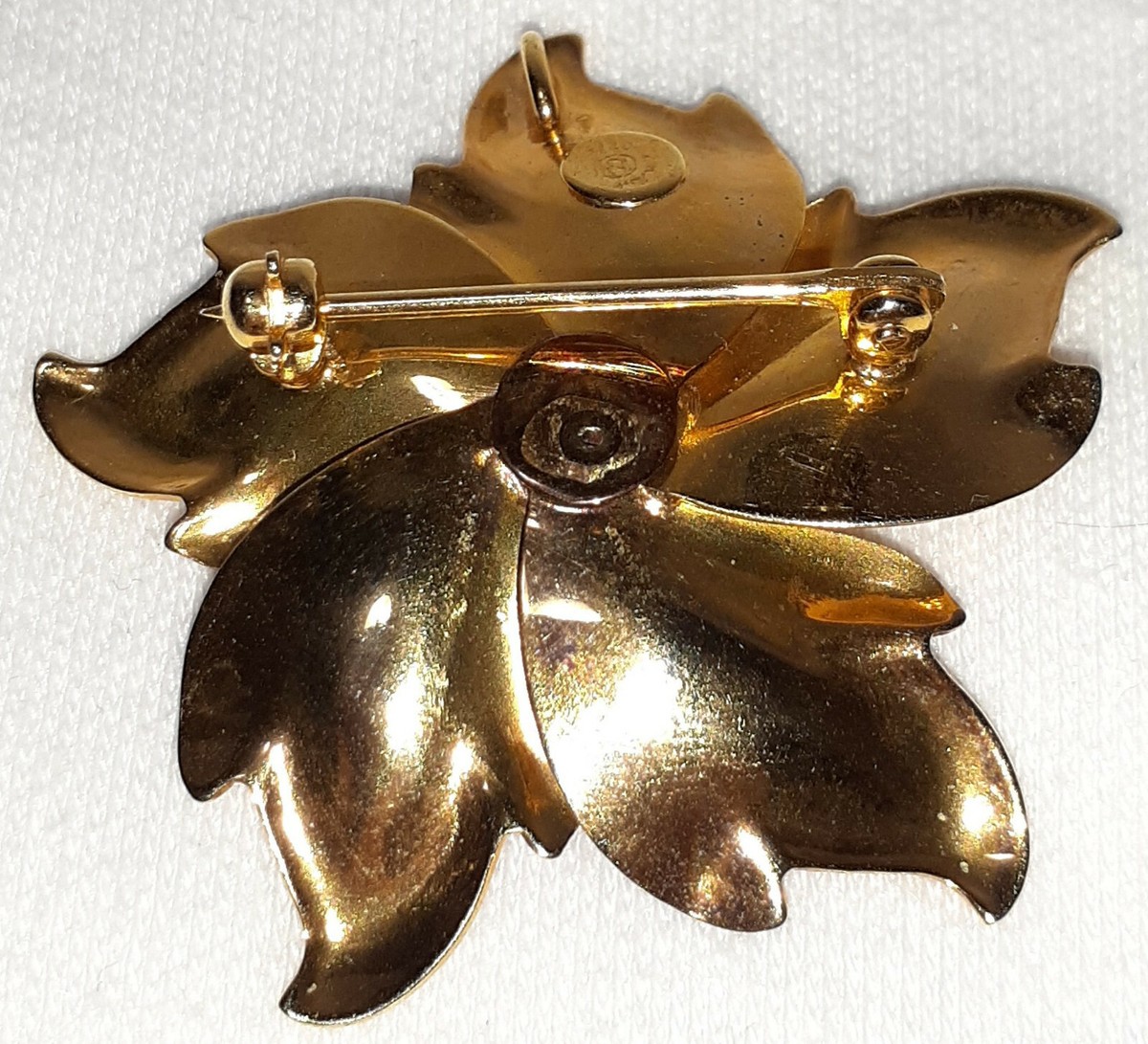 CC Curtis Creations Flower Brooch Pendant UNCAS AB Rhinestones 1/20 GF Pin VTG View 5
