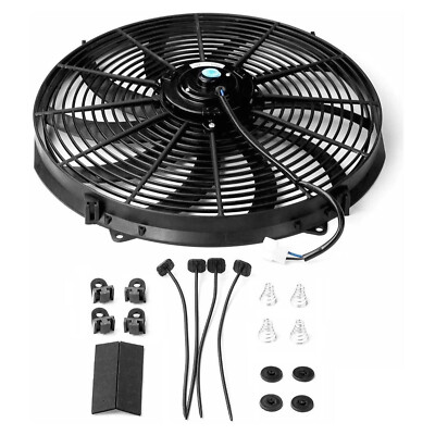 16'' Heavy-Duty Radiator Cooling Fan  Electric Car Thermostat Kit Reversible 12V