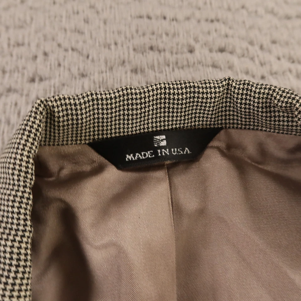 Blazer De Colección Ralph Lauren Chaqueta M Negro Blanco Pata de Gallo Cuadros 100% Lana 40R Foto 3 de 4