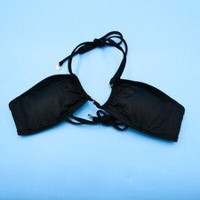 Victorias Secret XS Black Strappy Halter Padded Bikini Top VS Beach Swimwear New