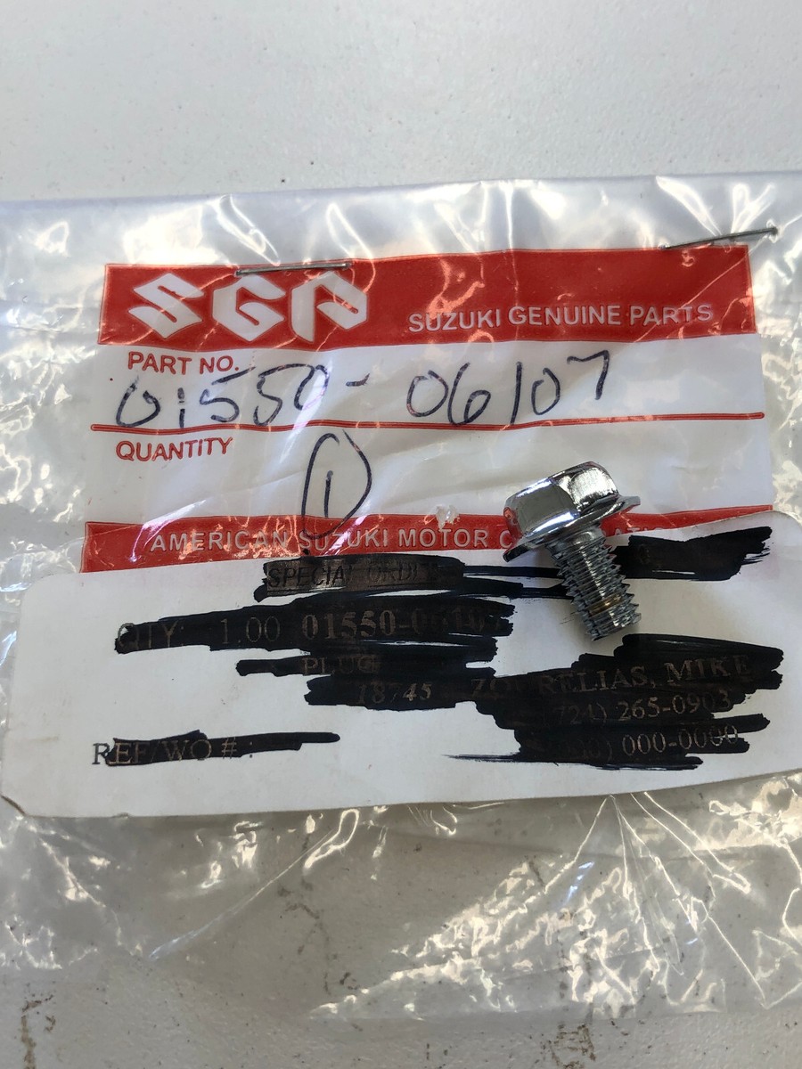 Suzuki OEM NOS Genuine NEW Original P/N 01550-06107 Oil Bolt Plug