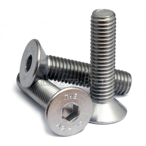 #10-32 Stainless Steel Flat Head Socket Cap Screws, SAE 82° Countersunk 18-8 A2 - Picture 2 of 6