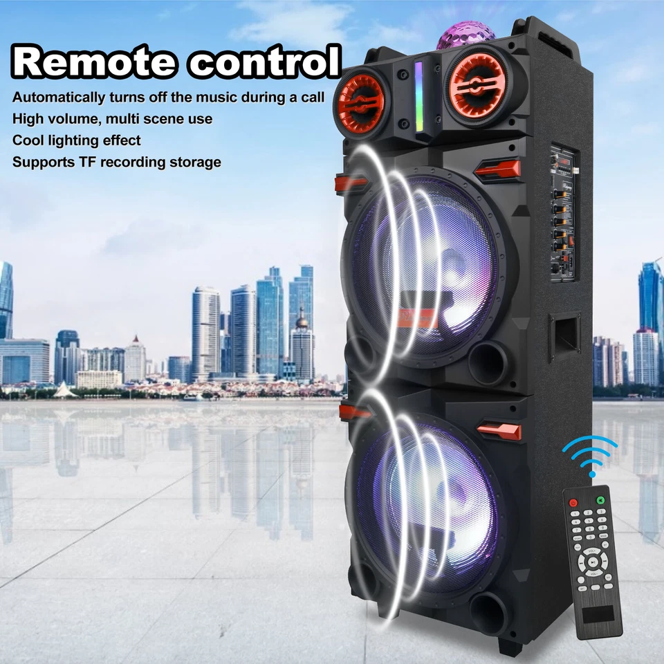 Altavoz Subwoofer Bluetooth Doble 9.000 W Sistema de Sonido de Bajos Pesados Fiesta y Micrófono Foto 3 de 4