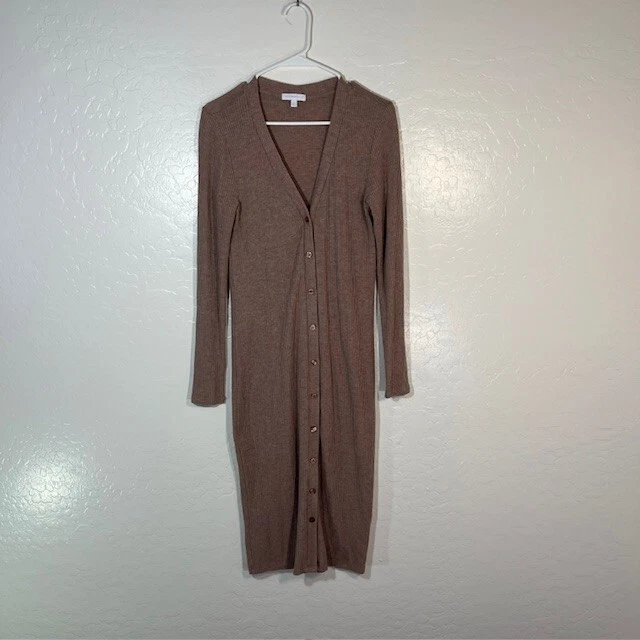 beyond-yoga your line ribbed buttoned duster sweater