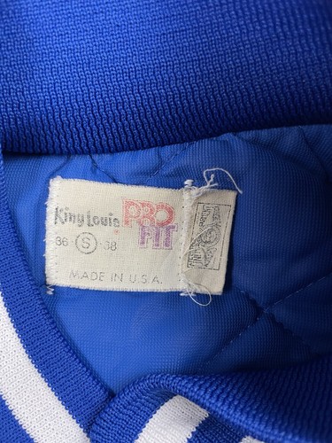 Vintage King Louie Bomber Jacket Small Men Blue Nylon Snap Front USA Made 90s - Picture 6 of 12