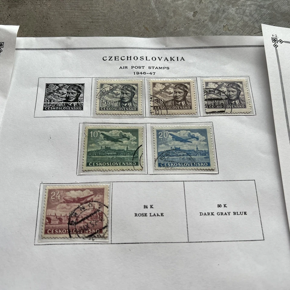 SELLOS DE CHECOSLOVAQUIA EN PÁGINAS DE ÁLBUM MARIPOSAS, CORREO AÉREO, BARCO, ESPACIO, OLIMPIADAS Foto 3 de 4