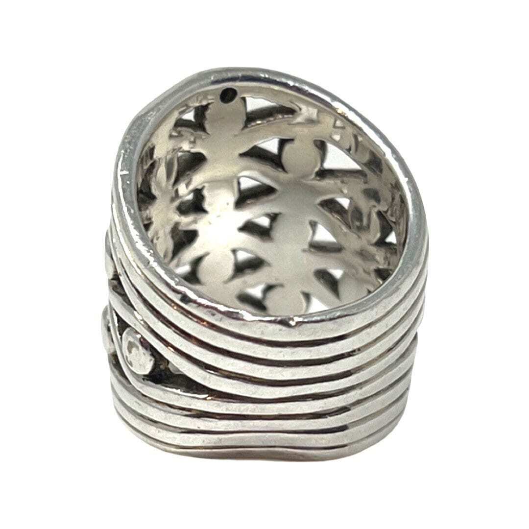 Silver 925 Wave Dot Statement Ring Bling Jewelry - image 3