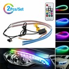 2x Led 60cm Light Sequential Flexible Turn Signal Strip For Car Motors Headlight